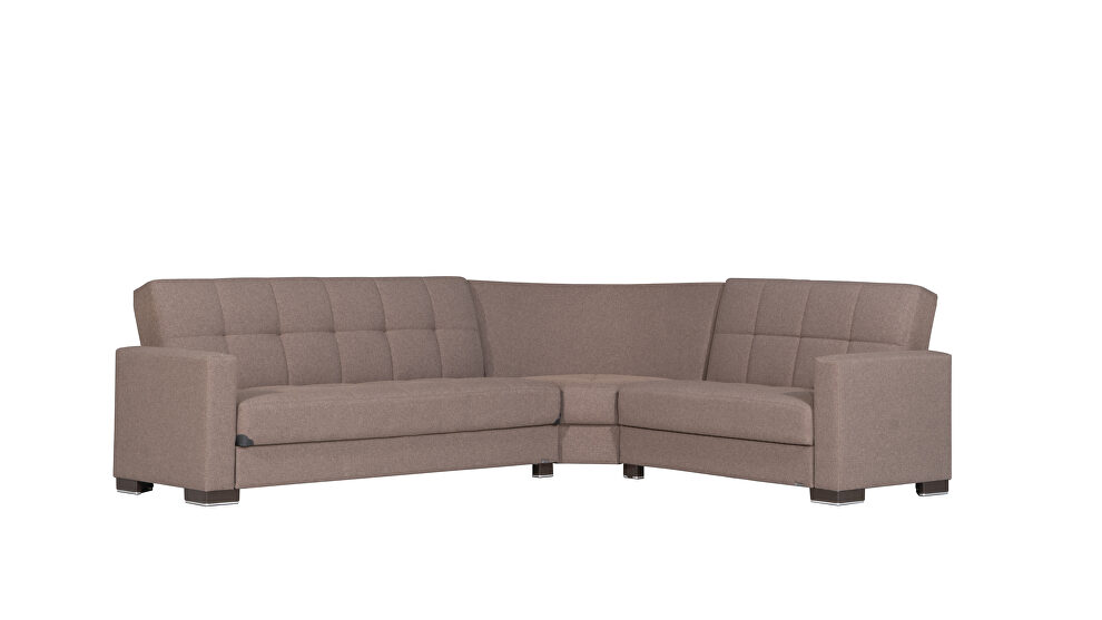 Reversible sleeper / storage sectional sofa in sugar brown fabric by Casamode additional picture 2