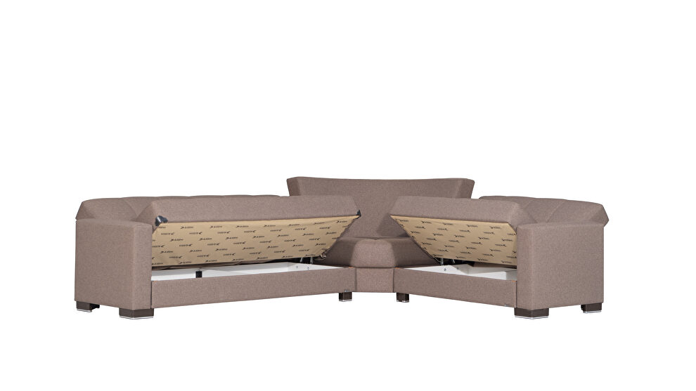 Reversible sleeper / storage sectional sofa in sugar brown fabric by Casamode additional picture 3