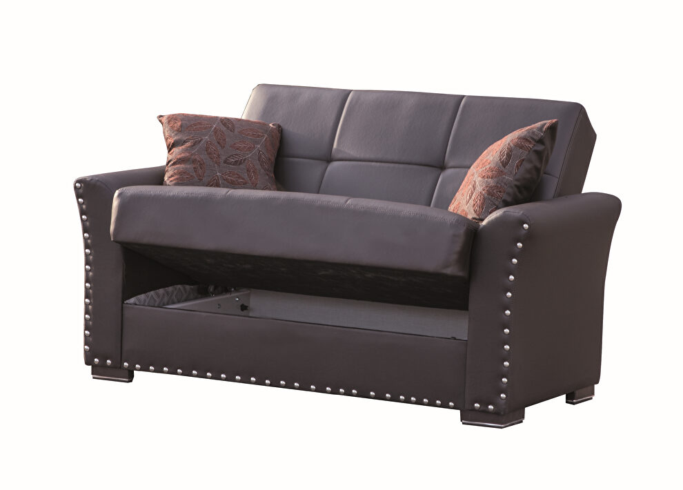 Brown pu leather sofa w/ storage by Casamode additional picture 6