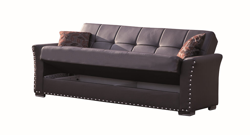 Brown pu leather sofa w/ storage by Casamode additional picture 9