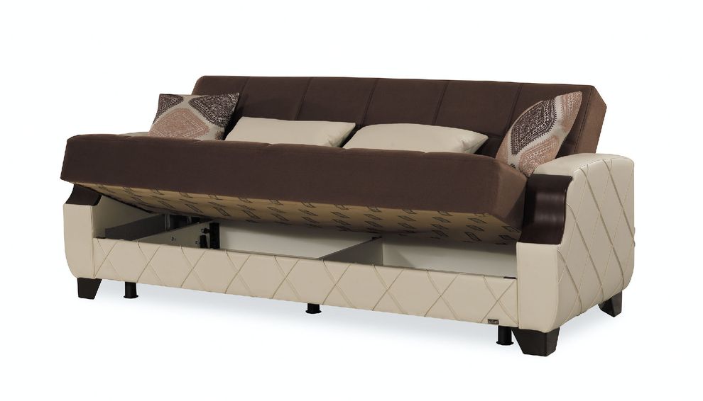 Two-toned brown/cream sofa bed w/ storage by Casamode additional picture 3