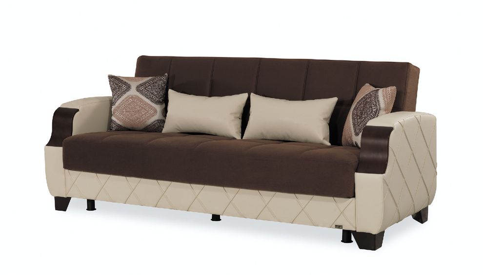 Two-toned brown/cream sofa bed w/ storage by Casamode additional picture 4