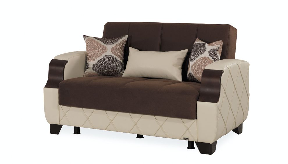Two-toned brown/cream sofa bed w/ storage by Casamode additional picture 7
