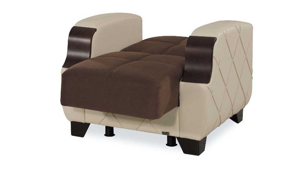 Two-toned brown/cream sofa bed w/ storage by Casamode additional picture 8