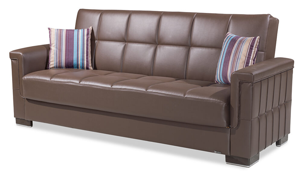 Brown pu leatherette sofa sleeper by Casamode additional picture 7