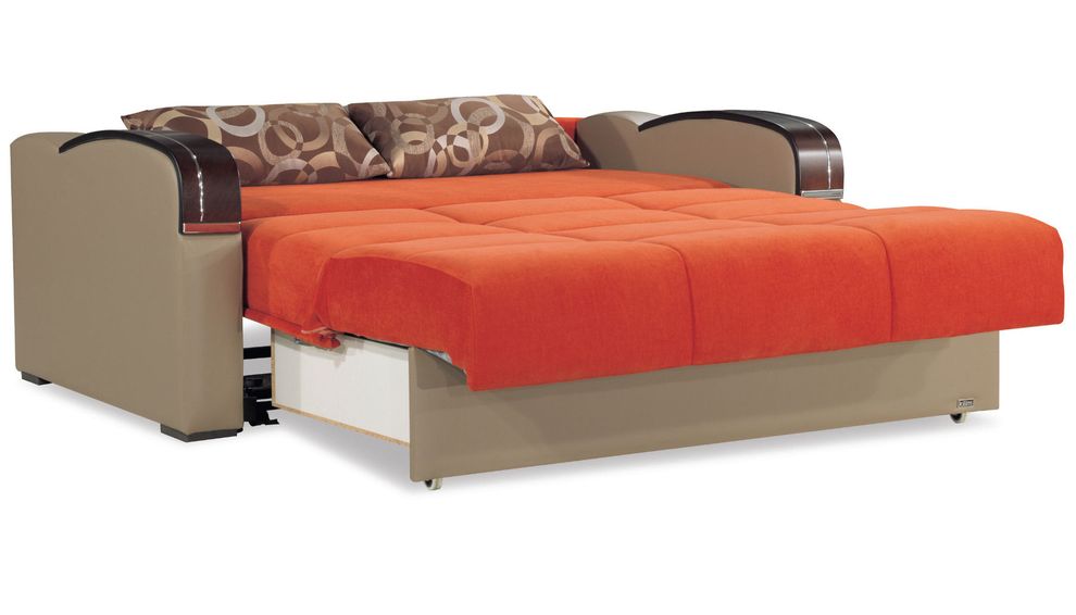 Orange sleeper / sofa bed loveseat w/ storage by Casamode additional picture 6