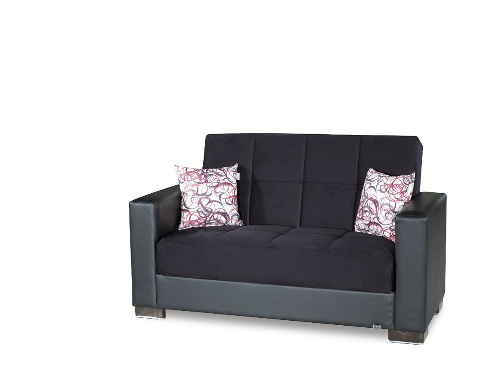 Black microfiber sofa w/ storage by Casamode additional picture 7