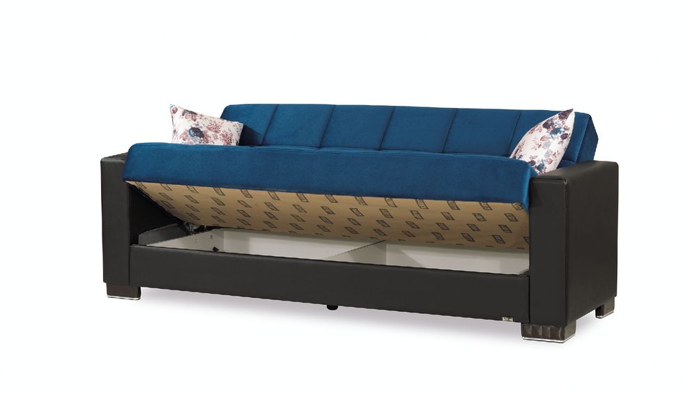 Emarald blue microfiber sofa w/ storage by Casamode additional picture 3