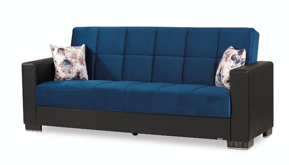 Emarald blue microfiber sofa w/ storage by Casamode additional picture 4