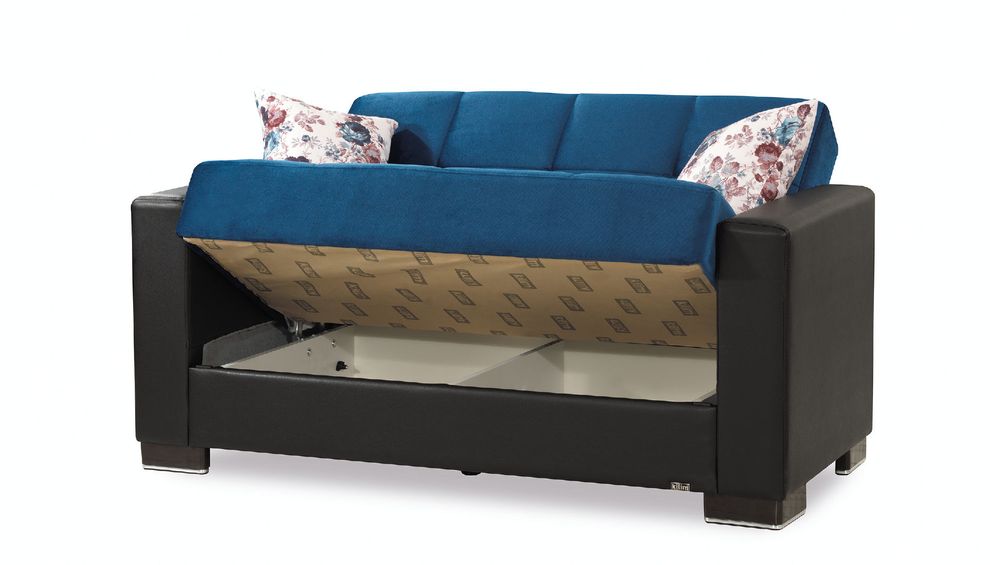 Emarald blue microfiber sofa w/ storage by Casamode additional picture 6