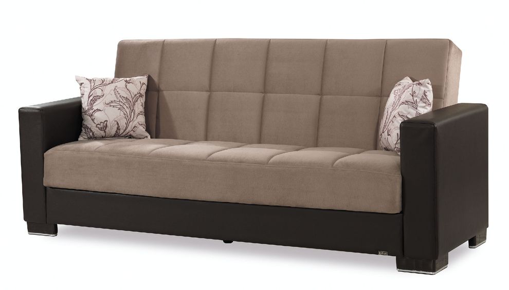 Sand microfiber sofa w/ storage by Casamode additional picture 4