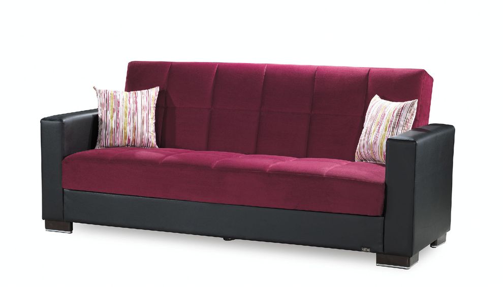 Burgundy microfiber sofa w/ storage by Casamode additional picture 4