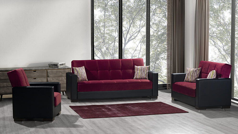 Burgundy microfiber sofa w/ storage by Casamode additional picture 8