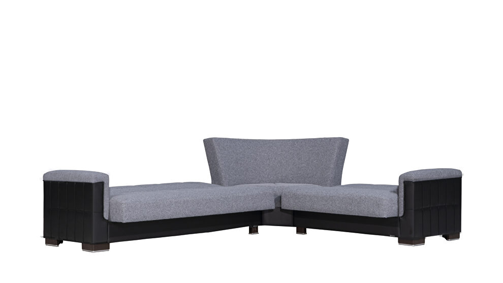 Fully reversible gray fabric / black leather sectional by Casamode additional picture 4