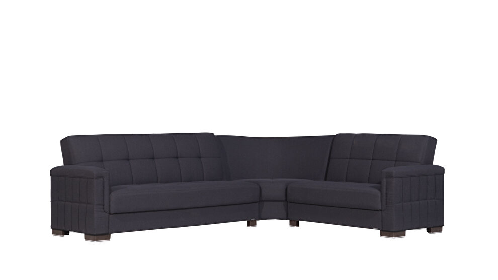 Fully reversible black fabric sectional by Casamode additional picture 2