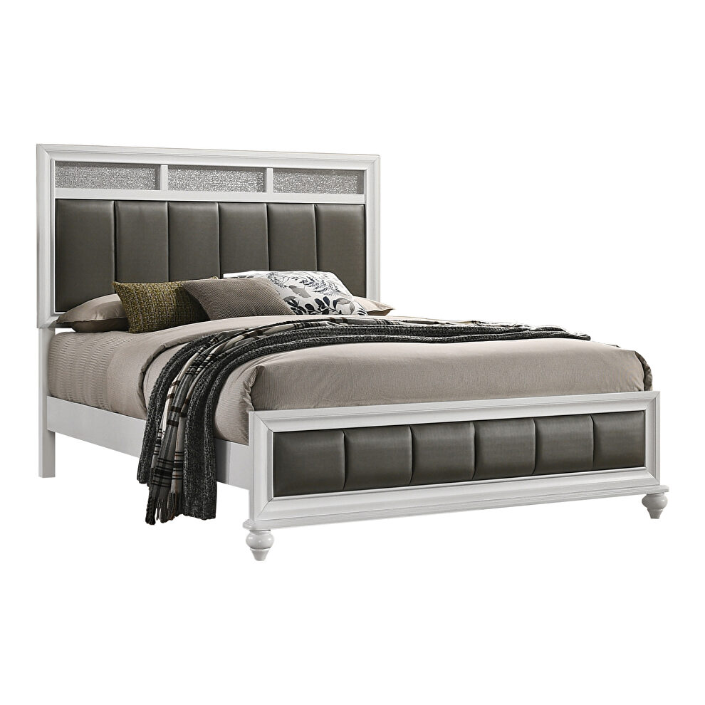 White finish glam style queen bed by Coaster additional picture 2