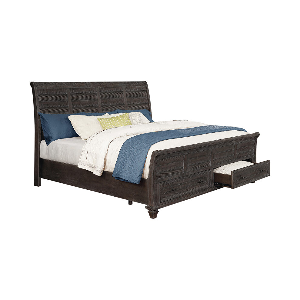 Weathered carbon finish queen bed by Coaster additional picture 2