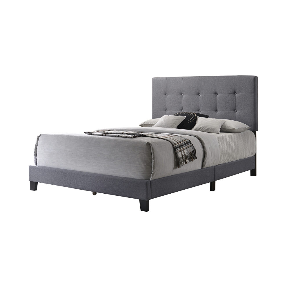 Gray fabric queen bed tufted headboard by Coaster additional picture 2