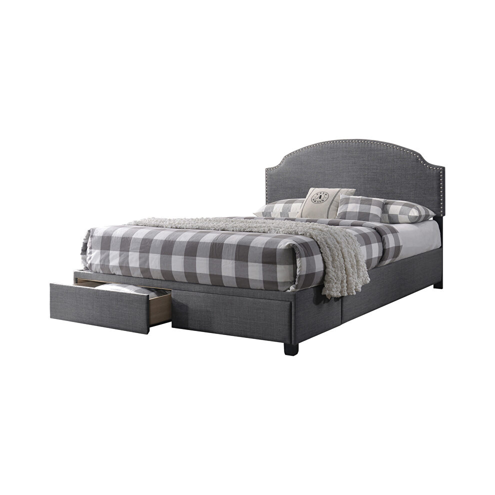 Queen storage bed upholstered in a charcoal fabric by Coaster additional picture 2