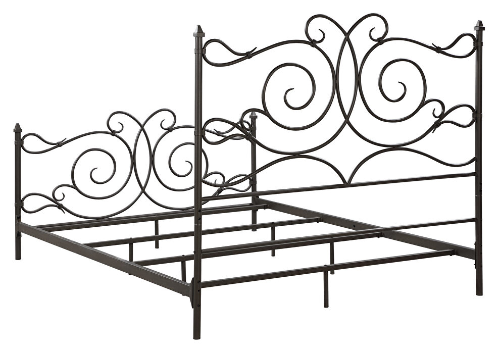 Metal queen bed finished in dark bronze by Coaster additional picture 2