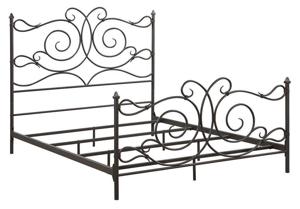 Metal queen bed finished in dark bronze by Coaster additional picture 3