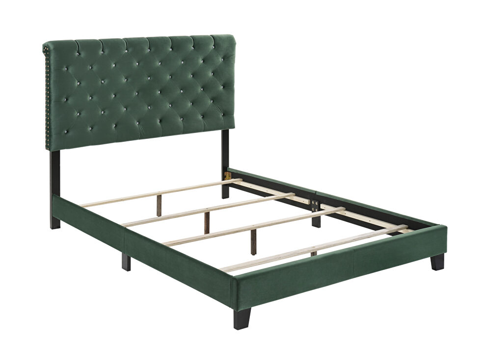 Green velvet queen bed by Coaster additional picture 3