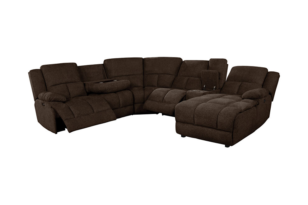 Belize Brown Sectional Sofa 602570P Coaster Furniture Recliner
