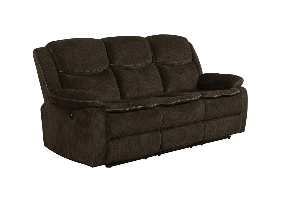 Power motion sofa upholstered in brown performance grade chenille by Coaster additional picture 18