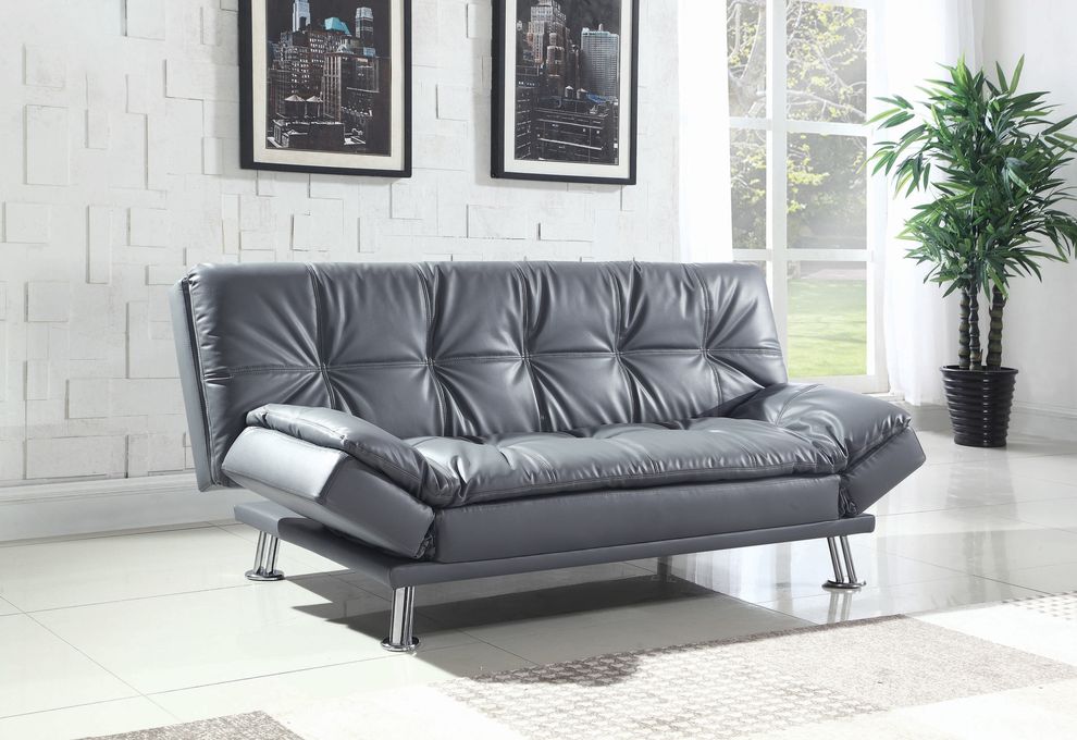 Casual modern sofa bed in gray leatherette by Coaster additional picture 6