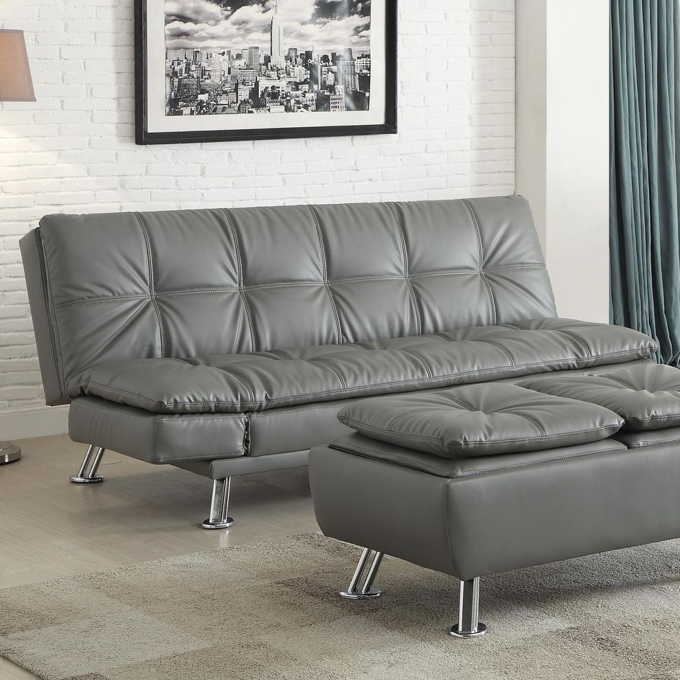 Casual modern sofa bed in gray leatherette by Coaster additional picture 7