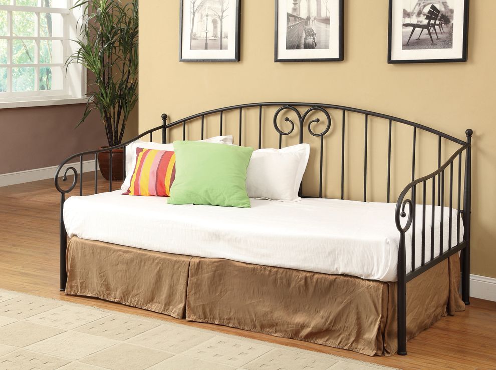Traditional black metal twin daybed by Coaster additional picture 2