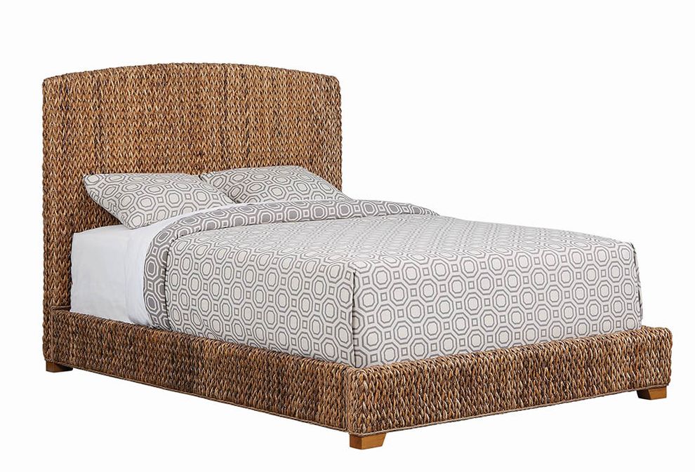 Rustic banana leaf woven brown king bed by Coaster additional picture 4