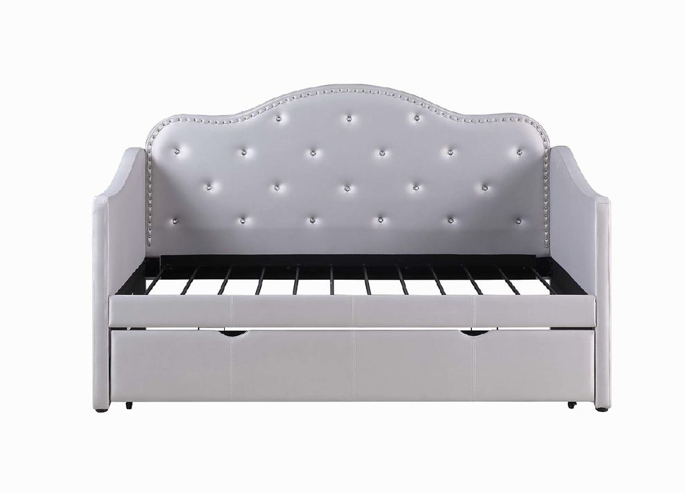 Twin daybed w/ trundle in gray leatherette by Coaster additional picture 4