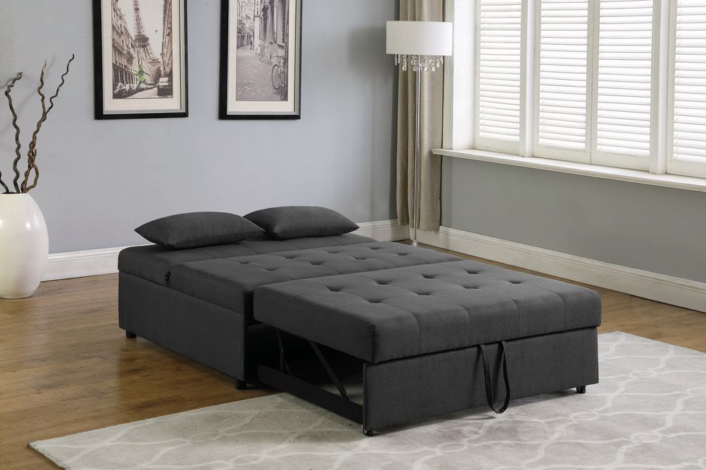 Sleeper sofa bed in gray linen-like fabric by Coaster additional picture 7