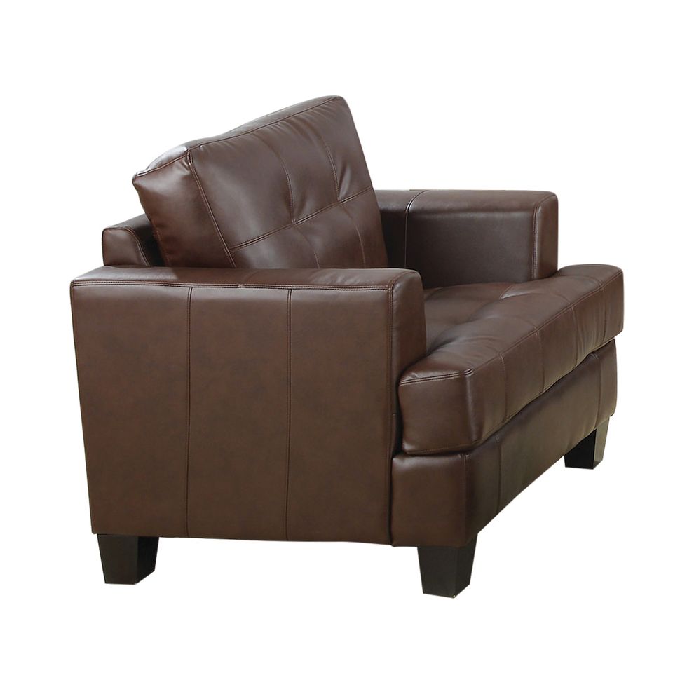 Affordable brown faux leather sofa by Coaster additional picture 8