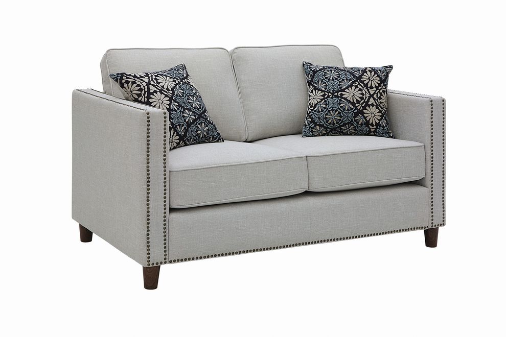 Transitional putty gray woven fabric sofa by Coaster additional picture 6