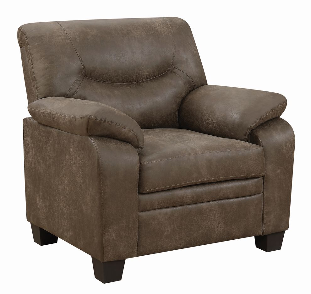 Casual printed microfiber brown chair by Coaster additional picture 4