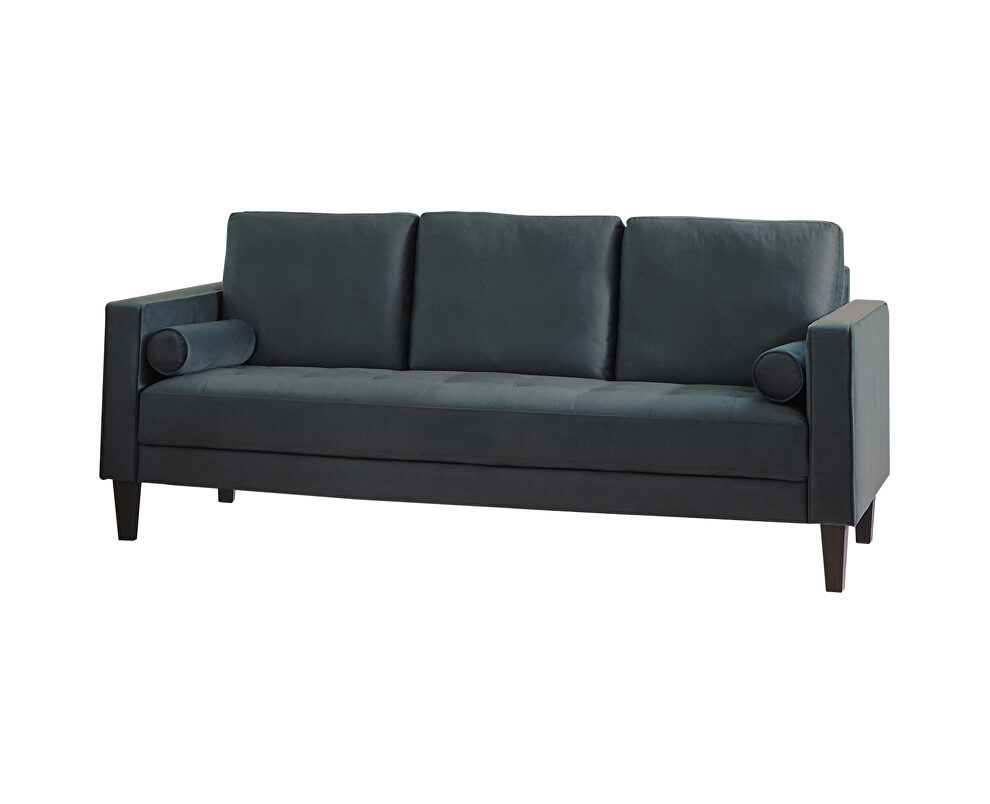 Modern silhouette in dark teal velvet upholstery sofa by Coaster additional picture 2