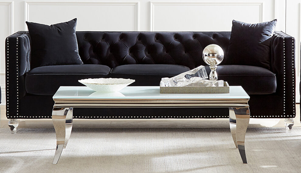 Sofa upholstered in a luxurious black velvet by Coaster additional picture 3