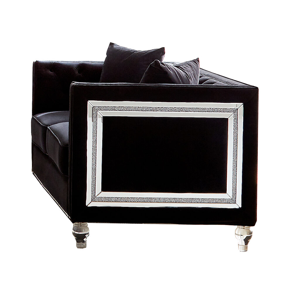 Sofa upholstered in a luxurious black velvet by Coaster additional picture 5
