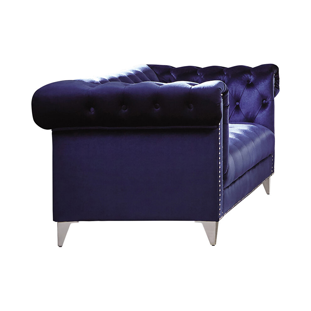 Button tufted blue velvet sofa by Coaster additional picture 2