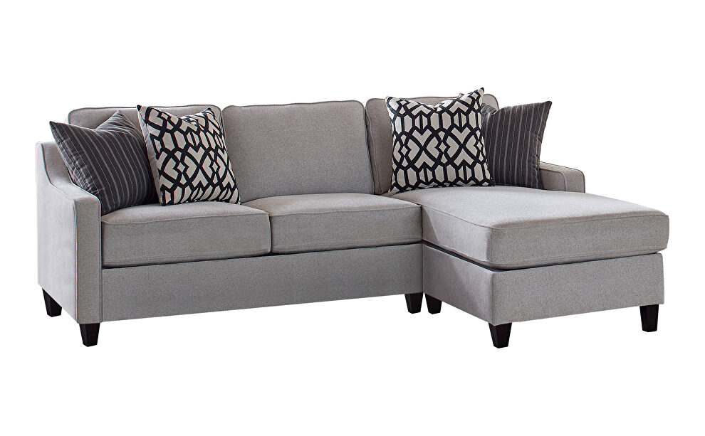 Sectional upholstered in soft, heather gray, low pile chenille by Coaster additional picture 2