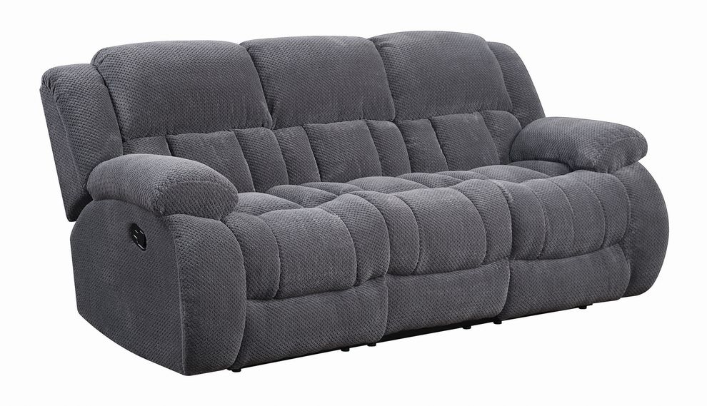 Charcoal gray fabric motion reclining sofa by Coaster additional picture 5