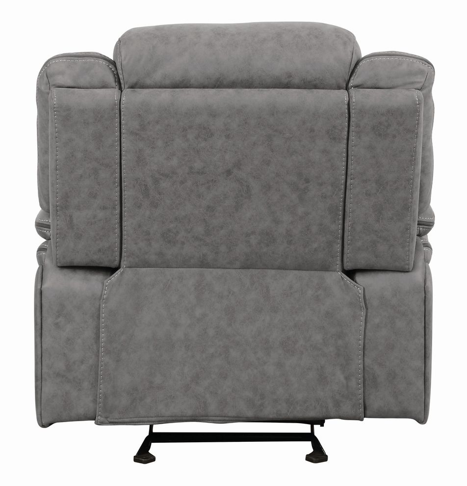 Casual gray stone suede fabric motion reclining sofa by Coaster additional picture 3