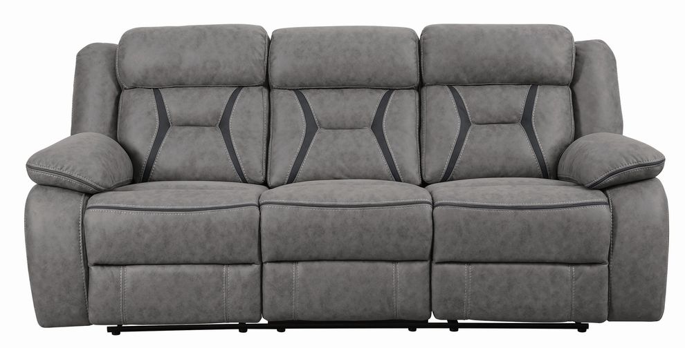 Casual gray stone suede fabric motion reclining sofa by Coaster additional picture 10