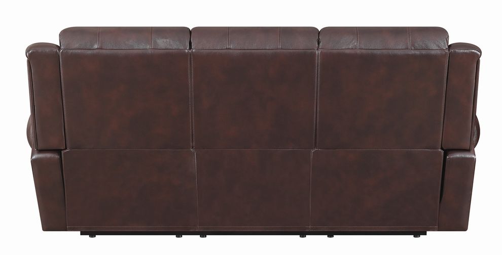 Traditional brown reclining sofa with nailhead studs by Coaster additional picture 2