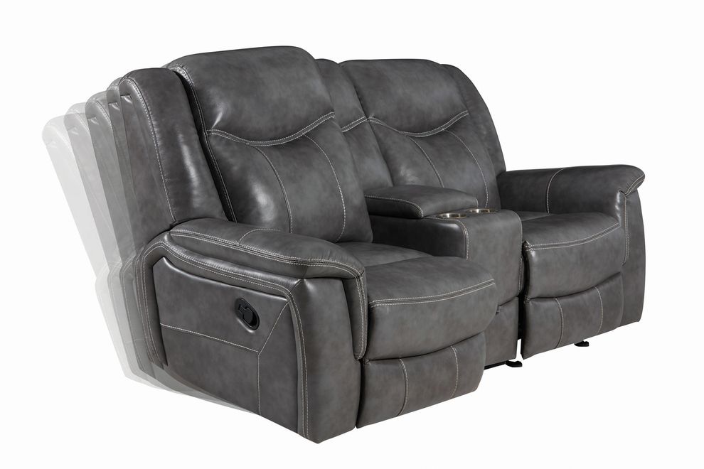 Transitional gray leatherette motion sofa by Coaster additional picture 2