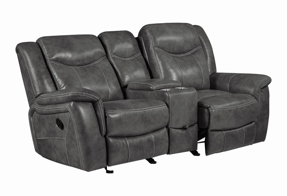 Transitional gray leatherette motion sofa by Coaster additional picture 3