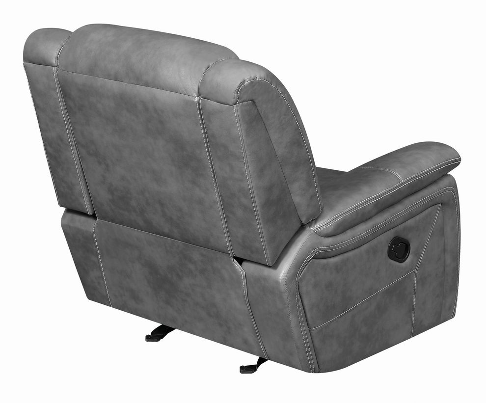 Transitional gray leatherette motion sofa by Coaster additional picture 8