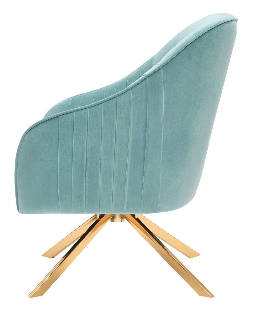Aqua blue soft velvet upholstery accent chair by Coaster additional picture 3